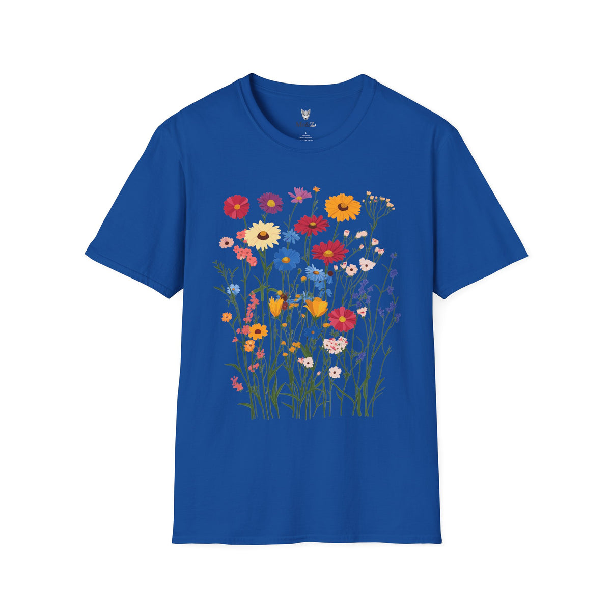 Wildflower unisex t-shirt by Me&Z with zinnias, cornflowers and yarrow