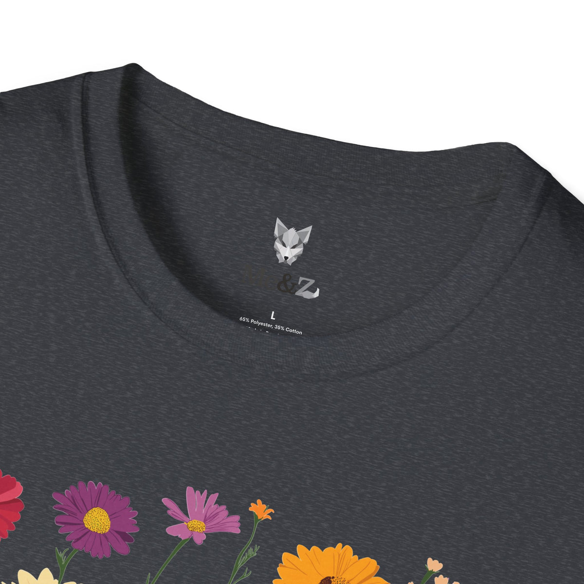 Wildflower unisex t-shirt by Me&Z with zinnias, cornflowers and yarrow