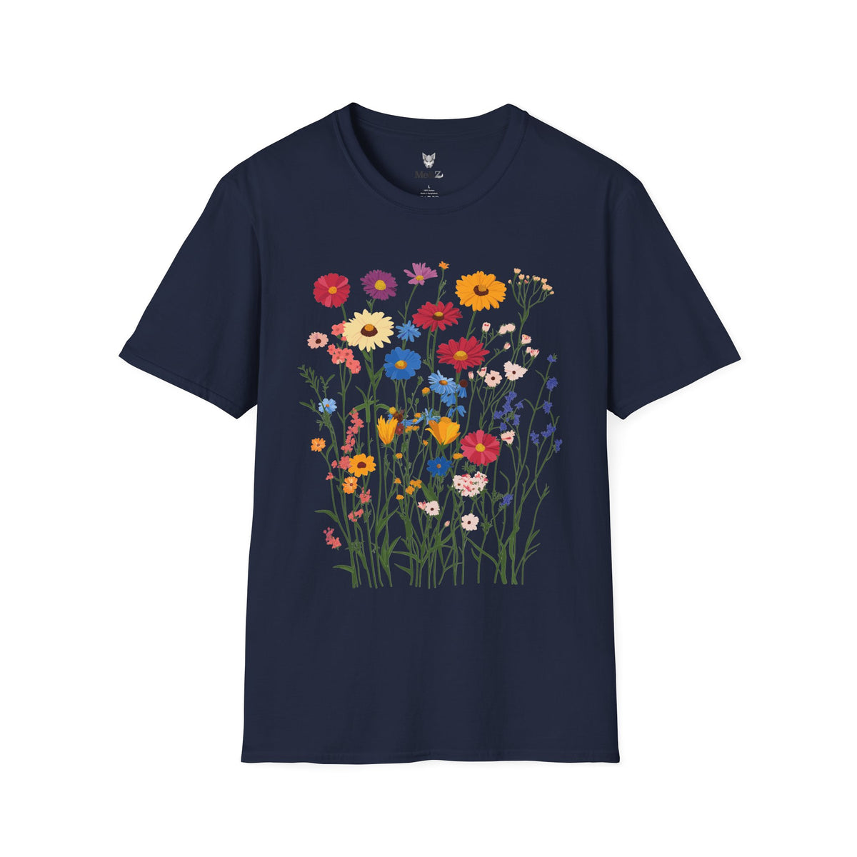 Wildflower unisex t-shirt by Me&Z with zinnias, cornflowers and yarrow