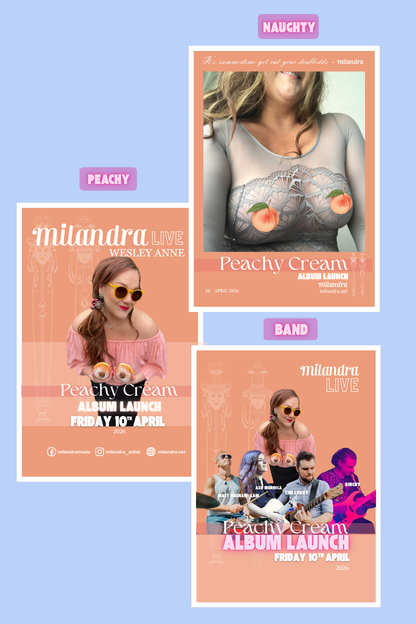 Naughty, Band & Peachy A3 Poster (Bundle)